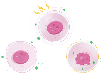 Cell party cancer cells disease electricity flat health illustration organic science vector