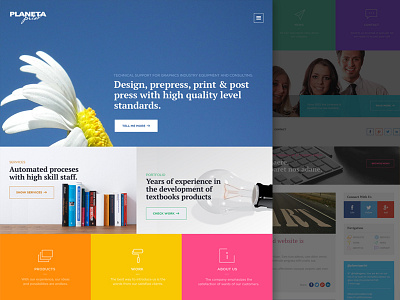 Planeta Print colors gradiend home ui ux web page