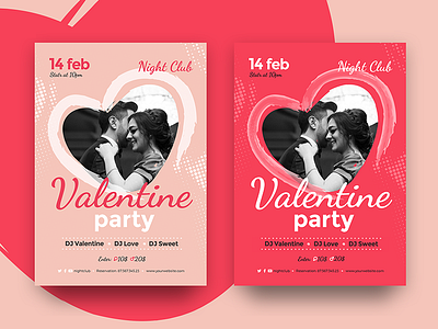 Valentines Day Flyer/Poster Event a4 a5 event flyer heart love party poster red valentines vector