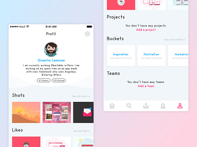 UI Profil Page Dribbble App dribbble profil ui