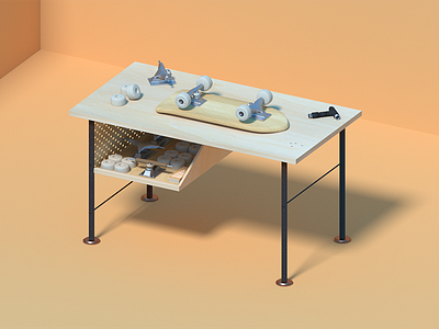 Skate Stop 3d blender desk skate skateboard