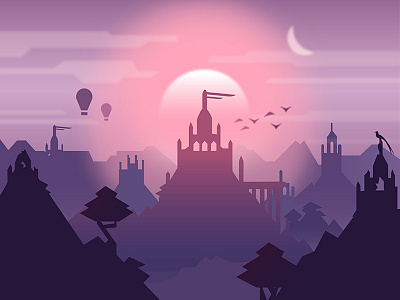 Castal in Sunset castal game scene ui