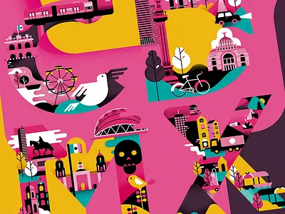 CDMX bellas artes cdmx city flat icon letterning logo mexico city type vector