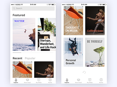 Explore Screen WIP app clean discovery explore ios magazine mobile ui ux white