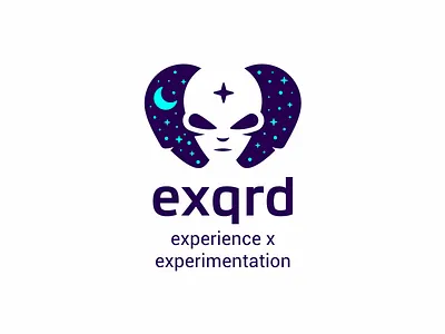 exqrd alien eyes logo moon negative space stars ufo