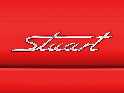 Stuart brand car chrome lettering logo porsche script stuart type typography