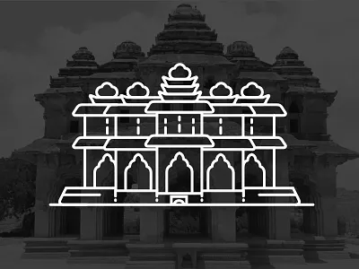 Minimal Landmark Illustration - Lotus Mahal hampi iconography icons illustration india karnataka landmark landmarks lotusmahal minimal series wonder