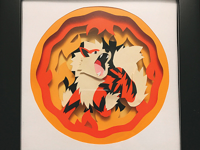 Arcanine arcanine craft fire illustration kirie kirigami layers paper art papercut papercutting pokemon shadowbox