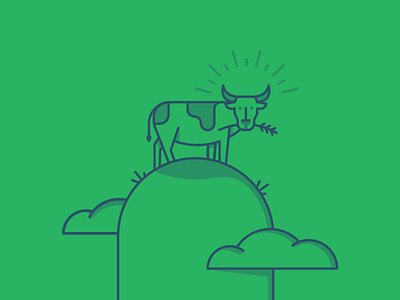 Ox – Alternate Color clouds cow design flat hill icon illustration modern ox oxen simple vector