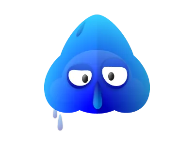 Mr Blue bigeye cartoon character cloud color design emotion rain toon vector