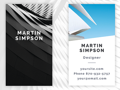 Designer Business Card black white business card designer elegant minimal photography simple template typography vertical