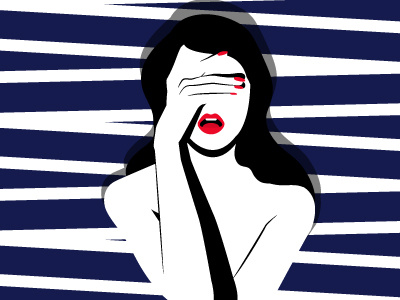 Oh Monday ... you b*astard blue design feeling flat design girl illustration lips minimal monday mood pattern red