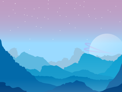 Far away land colour mountains sky space stars vector
