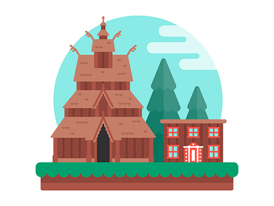 Epcot Norway building disney disney world epcot europe graphic house icon illustration norway travel vacation