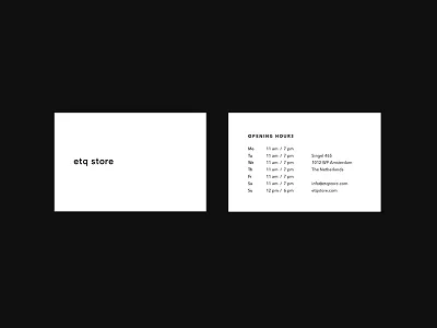 Business cards for etq store black business cards font identity logo print store white