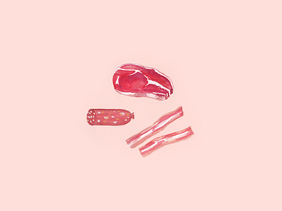 Carnes bacon illustration meat stake watercolor