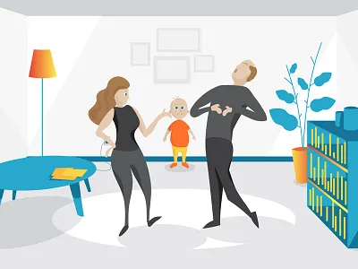 Mom and Pop and Toddler design graphic illustration illustrator