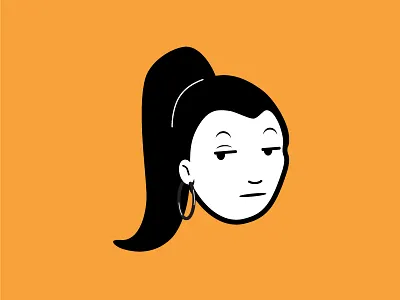 Head illustration ear ring girl head hoop ponytail snarky