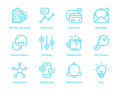 Support Icons bell coffee design email icon iconography key lightbulb line outline settings stroke