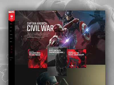 Marvel black panther captain america civil war comics heroes iron man marvel movies ui ux website