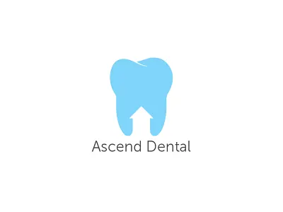 Ascend Dental arrow blue brand identity branding dentist dentistry health logo medical symbol tooth wordmark