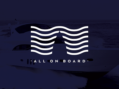 All On Board brand branding design dribbble invites logo minimal sea vector yacht