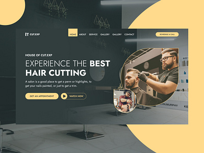 Salon Landing Page Banner agency application design beauty salon branding component design dedital product design easy to develop eye catchy design figma graphic design kit design landing page design man salon one page ui product design saas salon website ui uiux website design