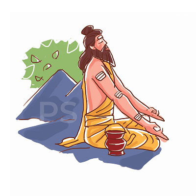 Digital Illustration art book illustration cartoon digital illustration meditation mountain pen tablet sanyasi sketch story illustration