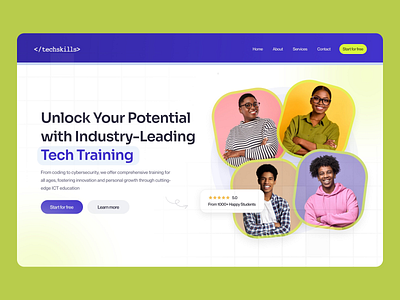 Modern Tech Training Website UI coding courses course website digital skills education tech engaging layout interactive ui learning platform modern interface online learning responsive ui student focused tech education ui components ui design user friendly ux design ux ui web design web development youth training