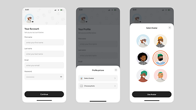 Account setup app design design illustration mobile design ui