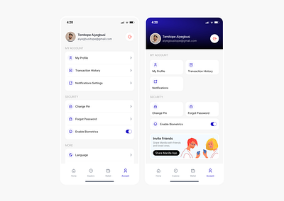 User Account - Mobile Ui design fintech ui ui design ux ux design