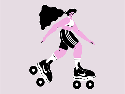 Roller skating girl art artwork branding characterdesign design drawing flatillustration graphic design illustration roller rollerskates sports