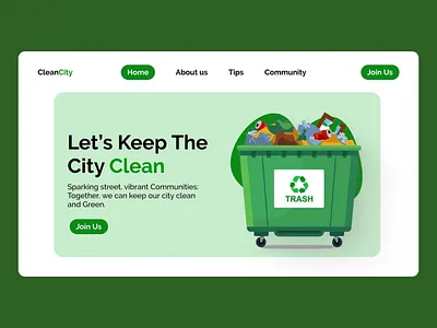 CleanCity Eco-Friendly UI clean design eco cleanup eco friendly ux eco web environment website green city landing page minimalist ui modern ui nature concept recycling project sustainability ui trash management ui design ui ux ux design waste management web inspiration website ui