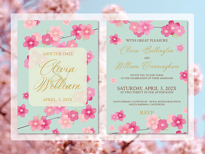 Wedding invitation blossom flowers graphic design illustration rustic vector wedding