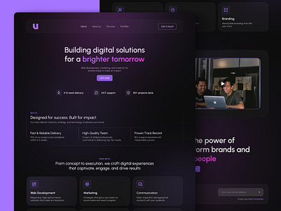 Web Design for Startup Agency agency agency web design dark mode dark theme homepage startup ui user interface uxui web design website design