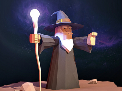 Gandalf the Gray 3d character gandalf gray hobbit isometric lord of the rings low poly magic magician ring