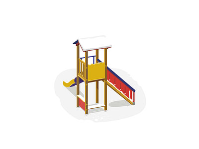 Snow & Slide flat design illustration kids slide slope snow