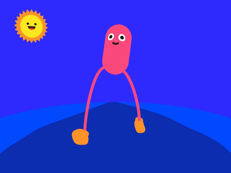 Pink Mayng Walk Cycle 2.5d after effects animation blender cycle outdoors pink sun walking