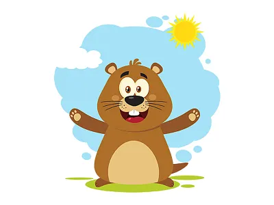 Marmot Cartoon Mascot Character animal cartoon character design flat style graphic greeting groundhog holiday marmot pets spring