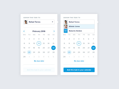 Assign Task Picker assign task calendar date date picker light tasks to do
