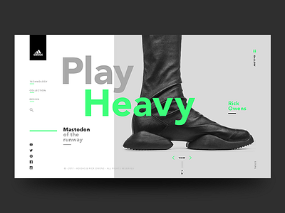 P – H / R. Owens X Adidas adidas card clean concept cool fashion flat material minimal sketch ui ux