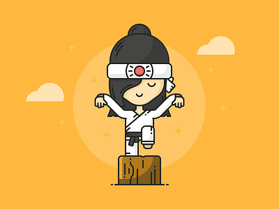 Karate Kid girl icon illustration karate karate kid line ninja outline people person stroke vector