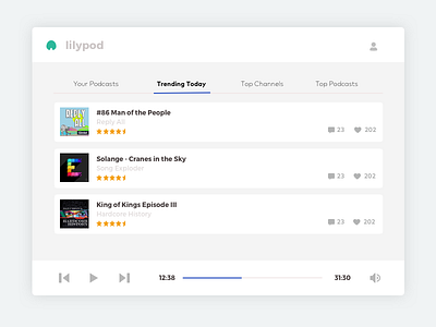 Lilypod audio podcast ui ux