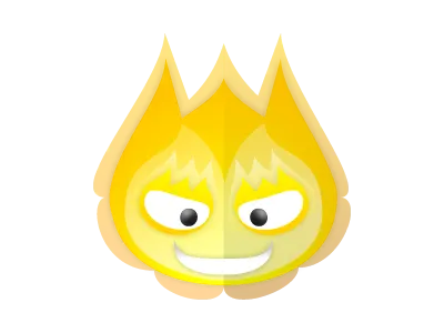Mr Yellow bigeye cartoon character design color fire flame toon vector yellow devil