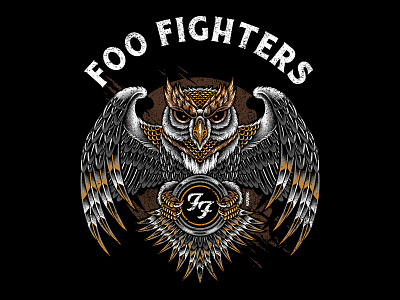 Black Owl artwork band bandmerch bodilpunk design foofighters illustration merchandise owl rock