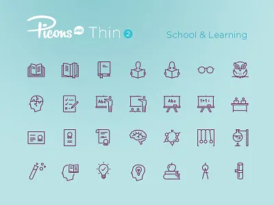 Picons Thin 2: School & Learning download icon set icons line icons outline picons symbols update vector icons
