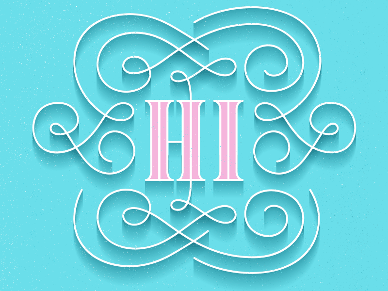 Hi drop shadow flat flourish handlettering hello hi illustrator lettering texture type typography vector