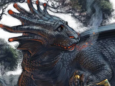 Evening tale child crown dragon illustration tale