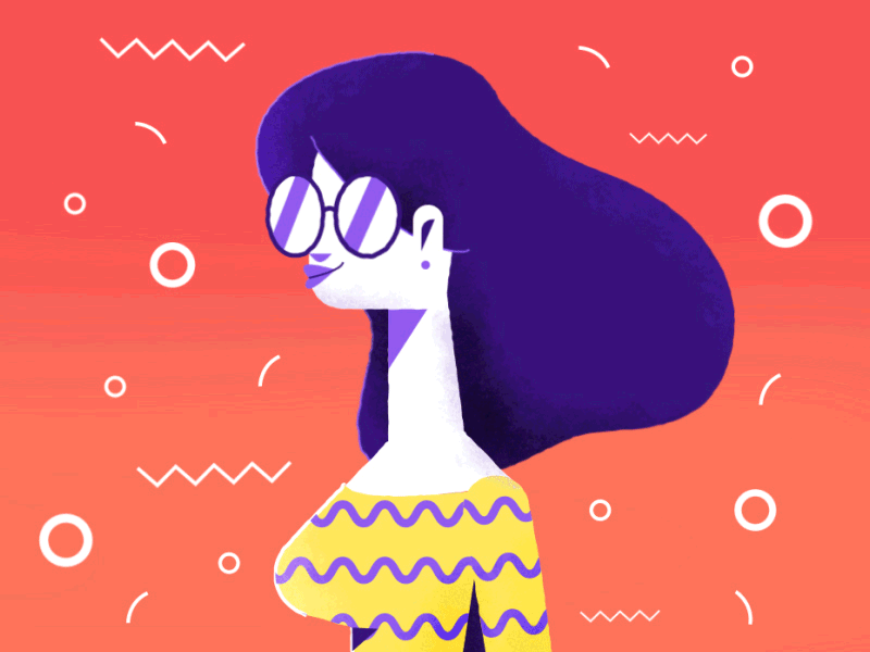 LADY RETRO animation character colorful flat gif retro woman