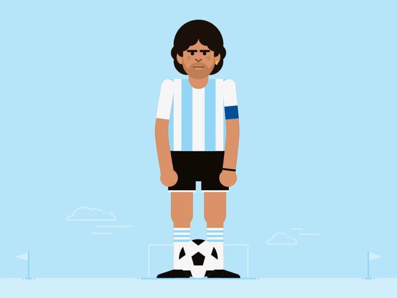 Maradona animated gif animation argentina character character design flat football gif illustration maradona motion design soccer